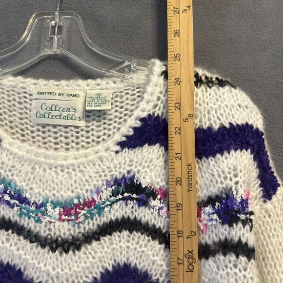 VTG Colleens Collectibles Hand Knit Acrylic Sweater Size Small Open Knit 80s - Picture 7 of 8